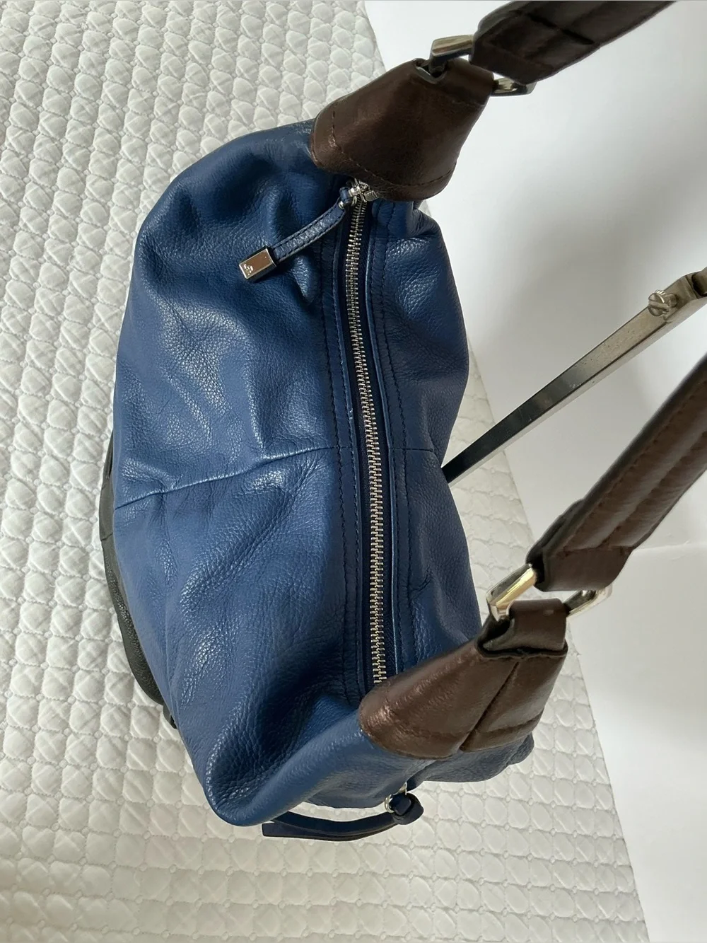 b. makowsky Blue, Black, Brown Pebble Leather Hobo Shoulder Bag